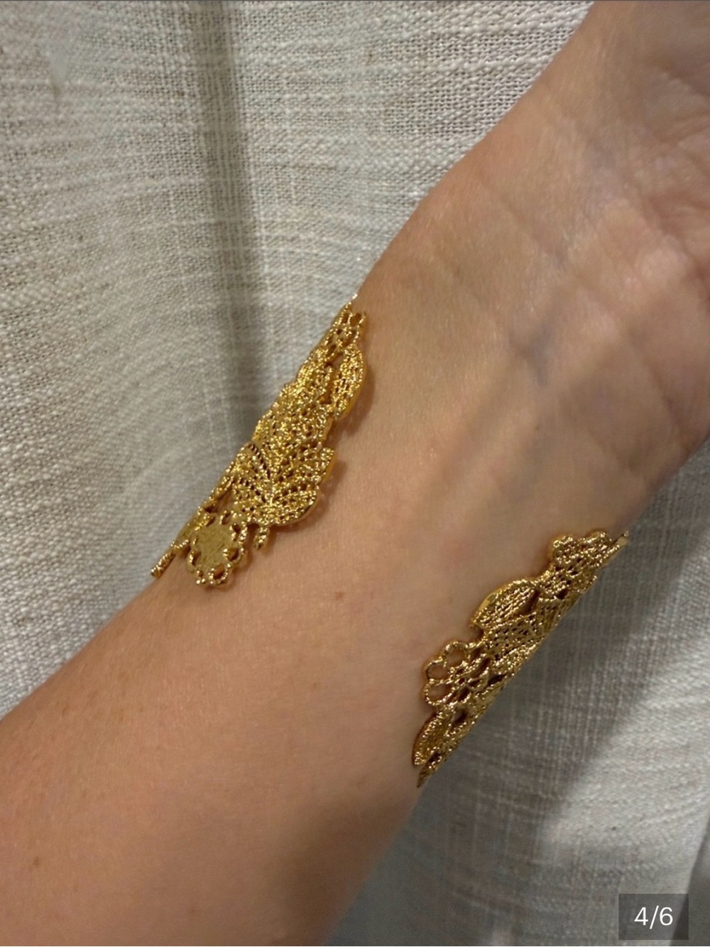 Stella & Dot Gold Floral Lace Cuff Bracelet - Picture 7 of 7
